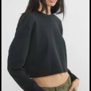 Aritzia Babaton Black Long Sleeve Crop Top